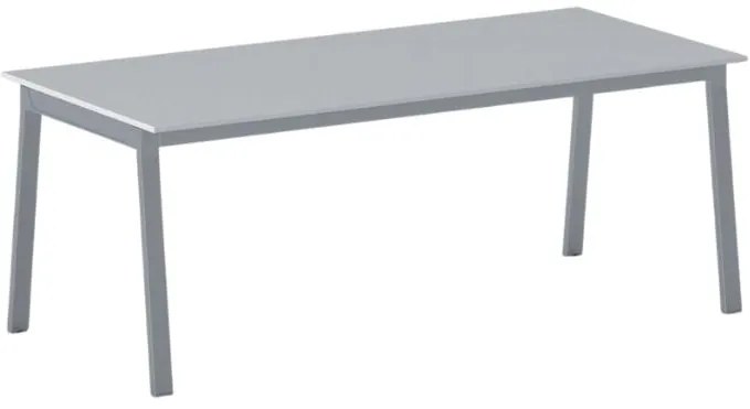 Rokovací kancelársky stôl PRIMO BASIC, 200x90 cm, sivostrieborná podnož, sivá