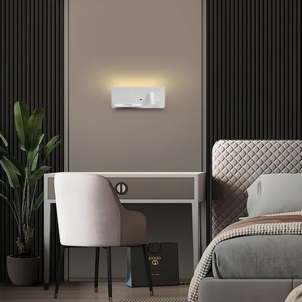 Immax 08286L-LED Nástenné sviet. s pol., USB a bezdr. nab. LED/3W/230V + LED/3W