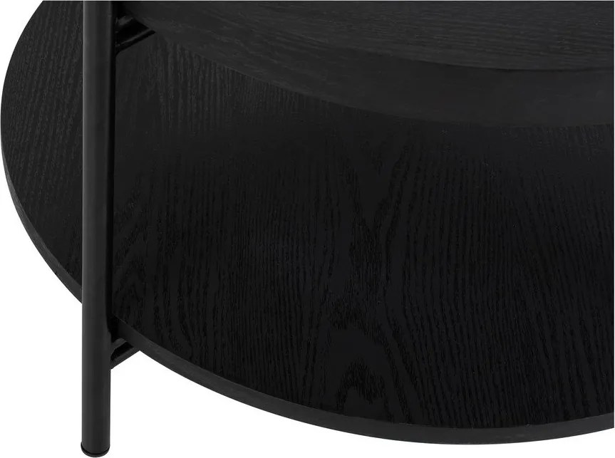 Čierny okrúhly konferenčný stolík v dekore duba ø 64 cm Hagen – Bonami Essentials