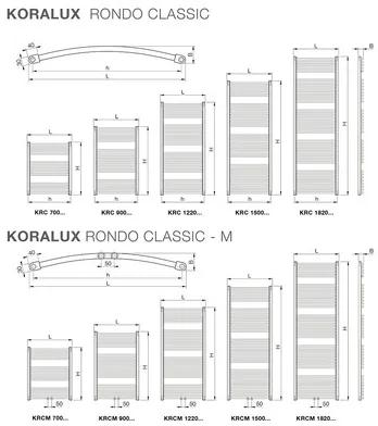 Kúpeľňový radiátor Korado Koralux Rondo Classic - M 700x450 mm 225 W