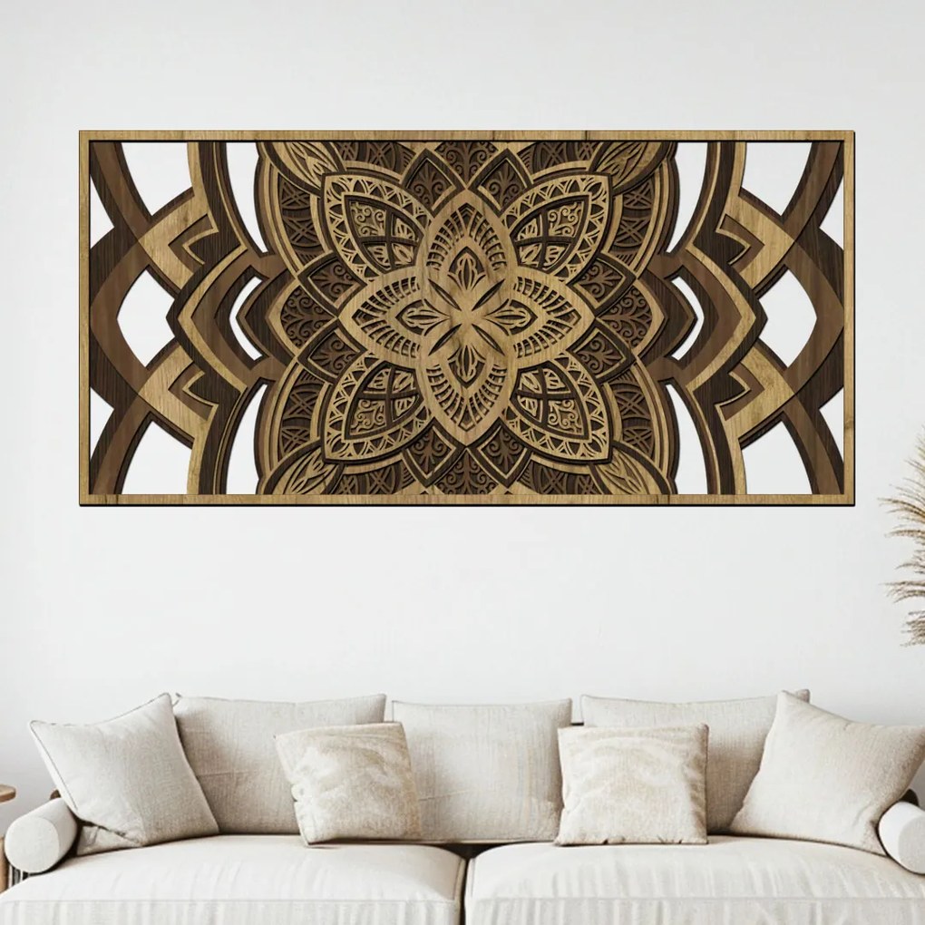 dřevo života Drevená 4 vrstvová mandala ODVAHY Rozměry (cm): 95x46, Barevná kombinace: dub zlatý-wenge