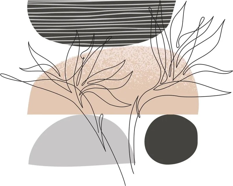 Sklenený obraz - Line art kvety N⁰2 (70x50 cm)