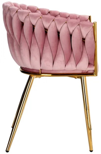Jedálenská stolička COFTON zamatová, zlatá / ružová