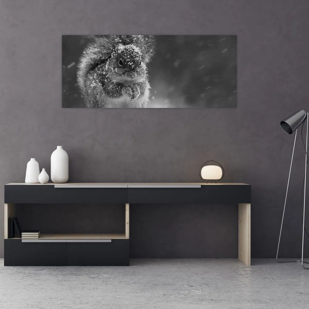 Obraz - Veverička v zime (120x50 cm)