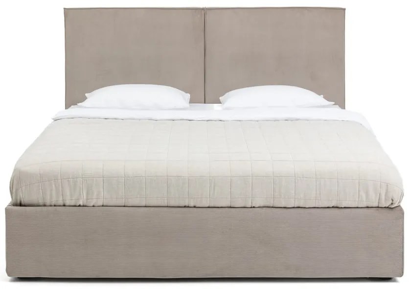 Čalúnená dvojlôžková posteľ taupe s úložným priestorom s matracom/s roštom 160x200 cm Thessa Bold – Bonami Selection