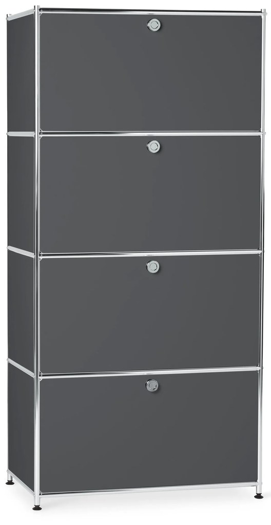 Kovová vysoká skrinka »CN3« so 4 výklopnými priehradkami, sivá