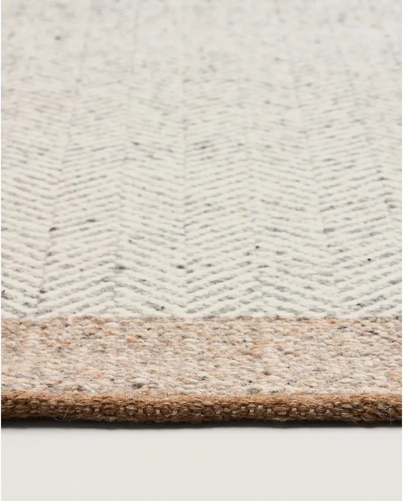 Béžový obojstranný/ručne tkaný vlnený behúň 80x200 cm Nifelia – Kave Home