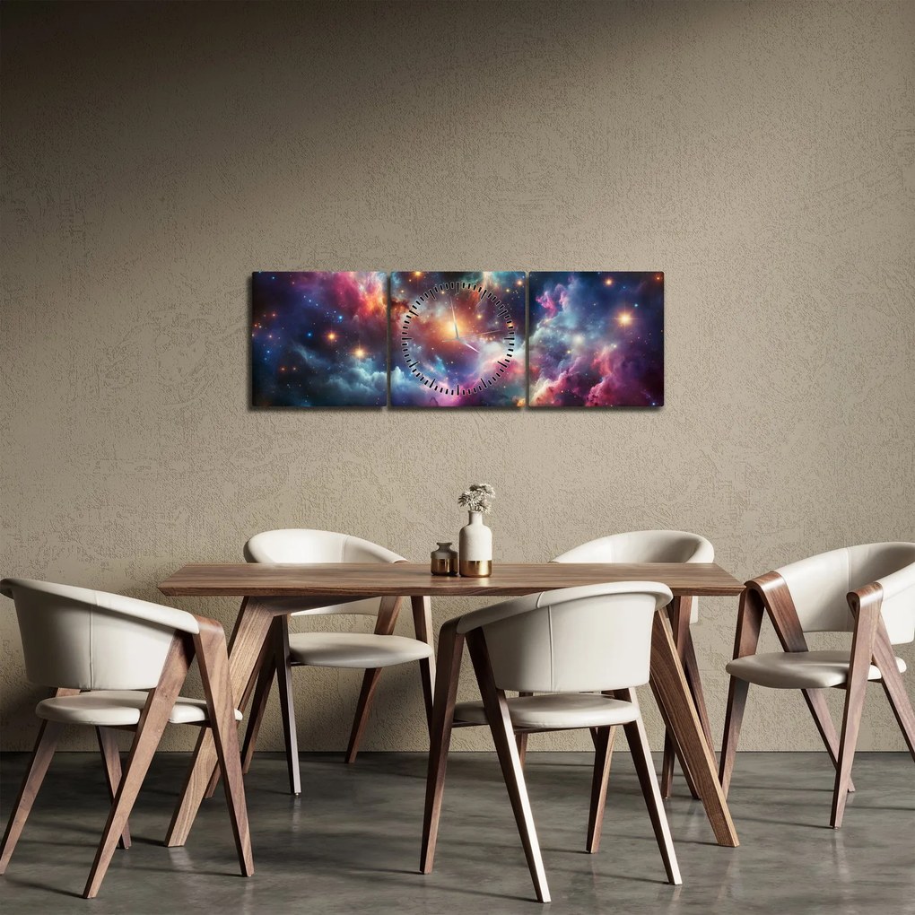 Obraz - Temný vesmír (s hodinami) (90x30 cm)