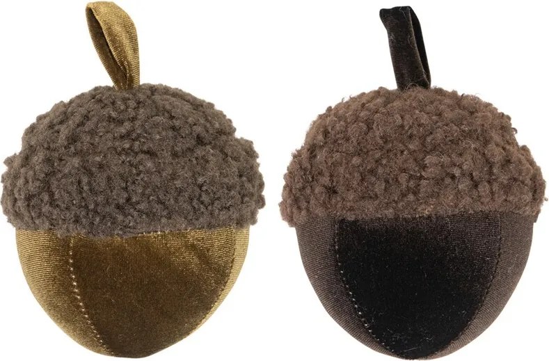 Hnedý plyšový dekoračný žaluď Acorn dark brown - Ø 11*15cm