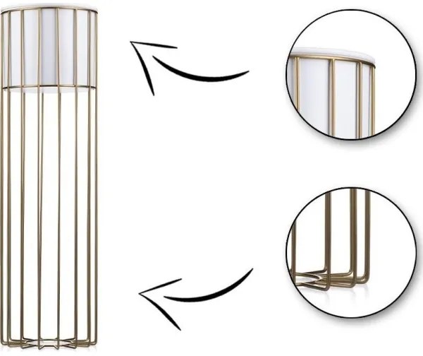 Kovový kvetináč LOFT 70x20 cm zlatá/biela