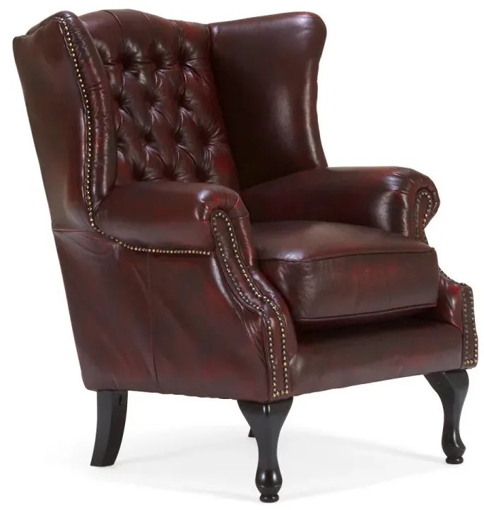 furniture-nabytek.cz - Kreslo ušák Chesterfield Pittsfield z pravej kože, červené