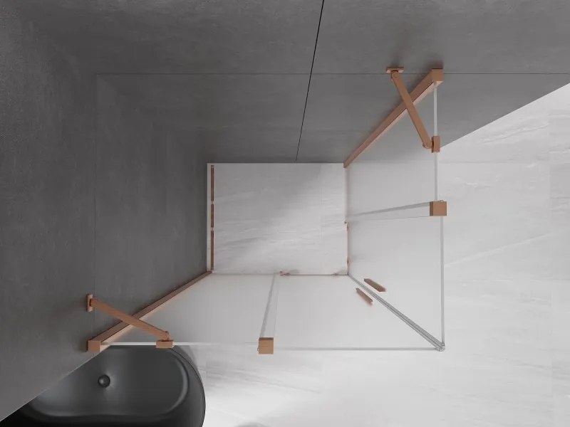 Mexen Velar Duo, sprchový kút s posuvnými dverami 90 x 80 cm, 8mm sklo námraza, medená matná, 871-090-080-32-65