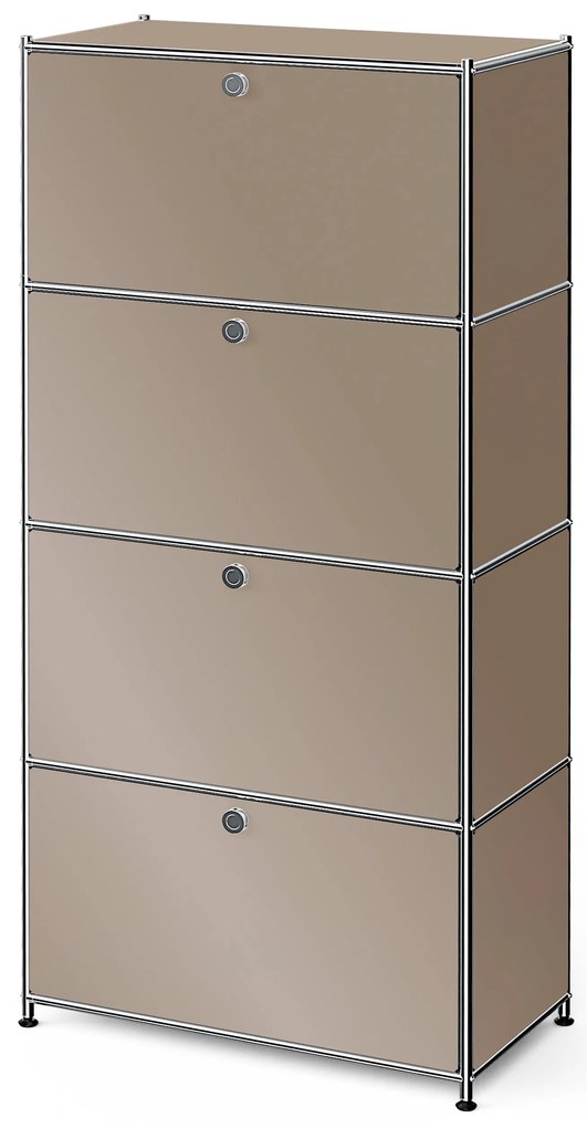 Vysoký kovový regál »CN3« so 4 priehradkami, hnedosivý