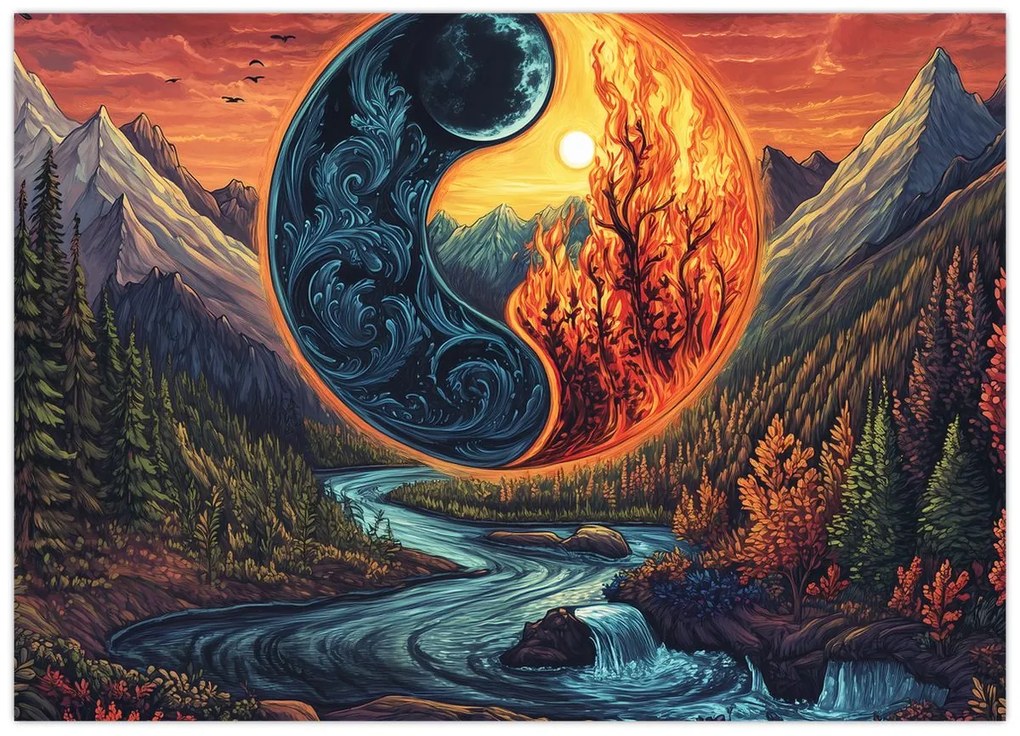 Sklenený obraz - Živly (70x50 cm)