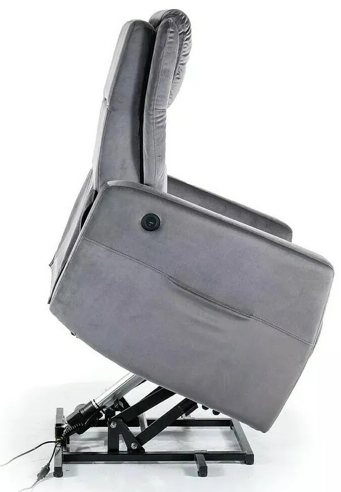 Elektrické polohovací křeslo Adonis Velvet šedé