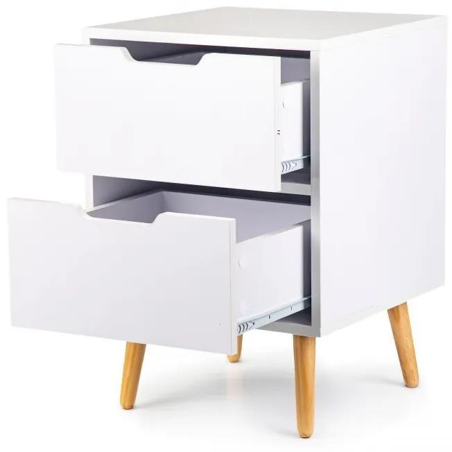 ModernHome Nočný stolík s 2 zásuvkami - biely, WYJ-052