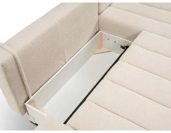 Rozkladacia rohová sedacia súprava DESIO s úložným priestorom v tvare L, pravé prevedenie, béžová