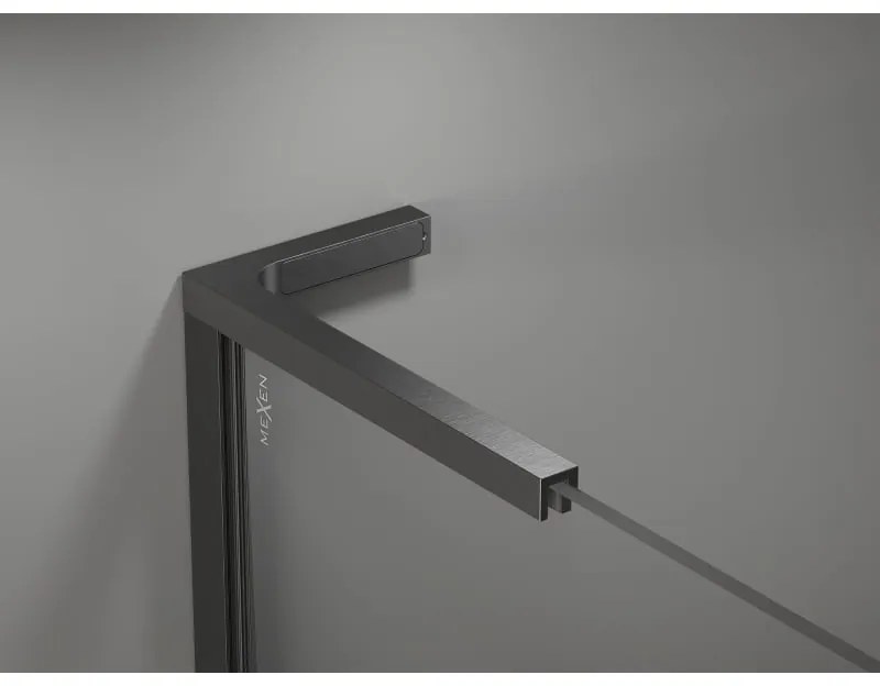 Mexen, Mexen Kioto-X L sprchová stena 100 x 200 cm, priehľadná 10 mm, pištoľovo sivá kartáčovaná - 800-100-107-66-00-X