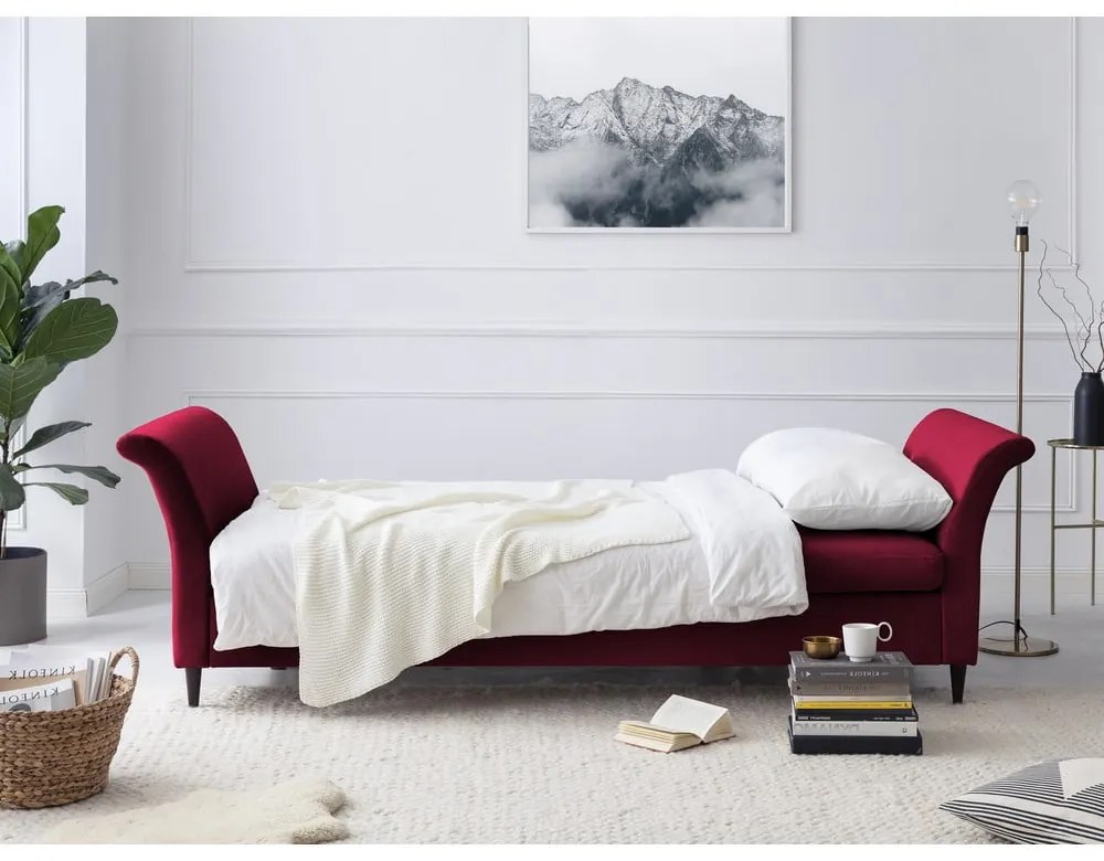 Červená rozkladacia pohovka s úložným priestorom Mazzini Sofas Pivoine