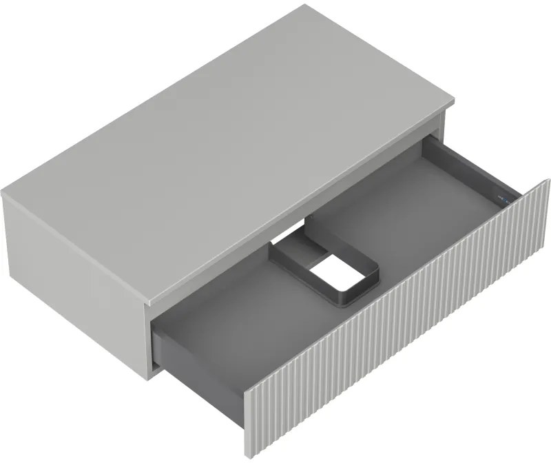 Mexen Rivel, kúpeľňová skrinka 90 cm s pracovnou doskou, 1 zásuvka, drážkovaná, matná sivá, 91A20-09023-1-BFC62