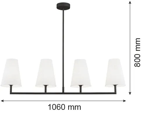 Argon 1831 - Luster na tyči SAFIANO 4xE27/15W/230V čierna