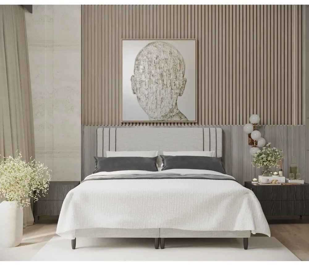 Svetlosivá čalúnená dvojlôžková posteľ s úložným priestorom 180x200 cm Musca – Maison de Rêve