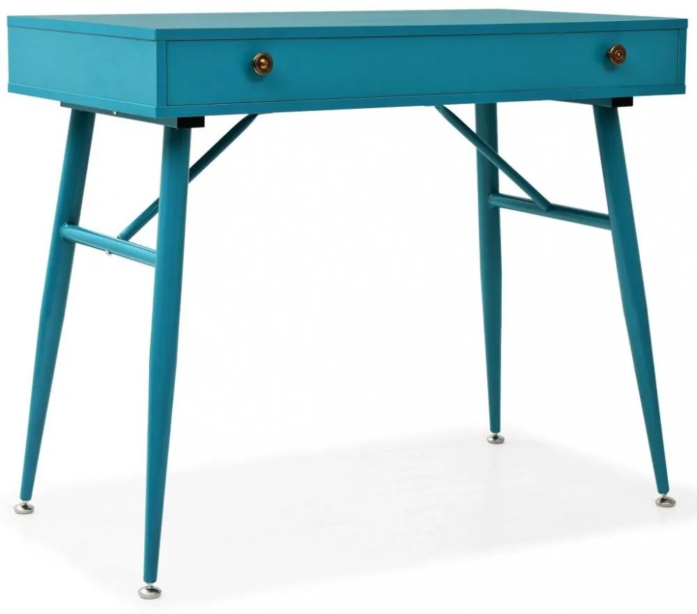 Písací stôl so zásuvkou 90x50 cm tyrkysová Dekorhome