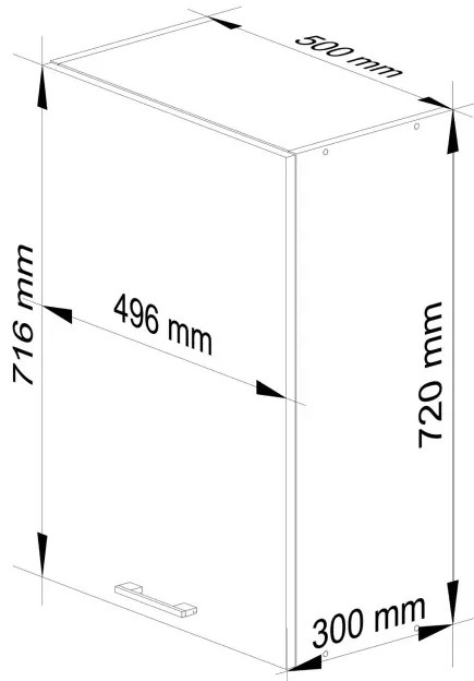 Horná kuchynská skrinka OLIWIA W 50 H720 biela / metalická, lesk