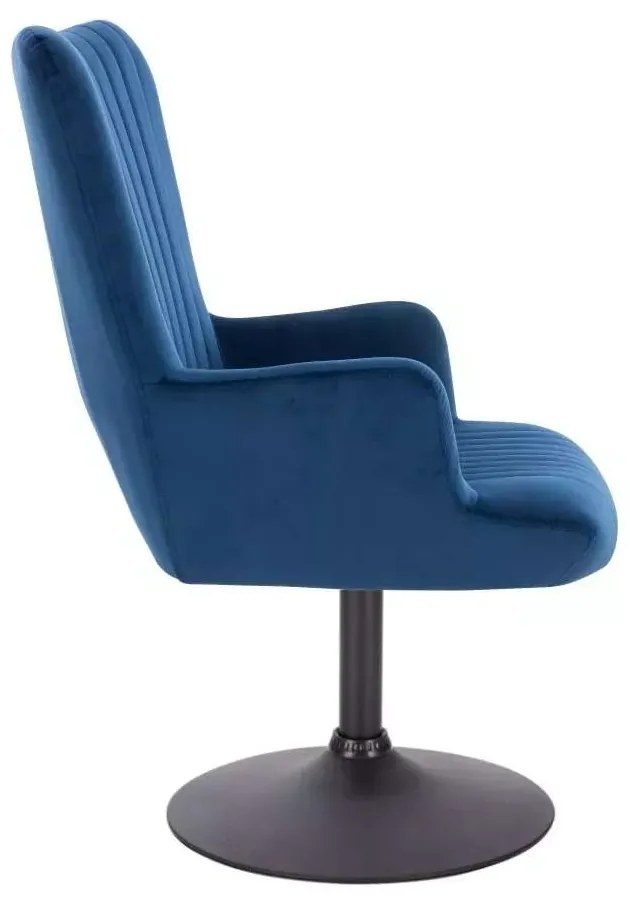 LuxuryForm DESIGN Kreslo AMADEO VELUR na čiernom tanieri - modré