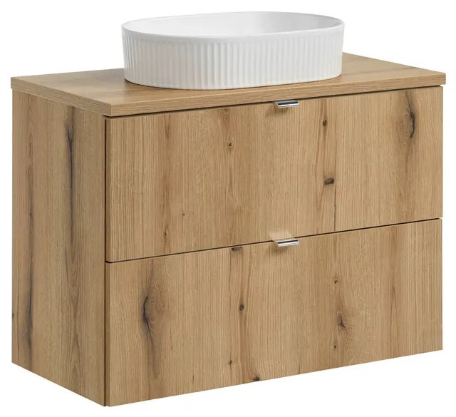Závěsná skříňka pod umyvadlo Nova Oak I s deskou 80 cm dub coast evoke