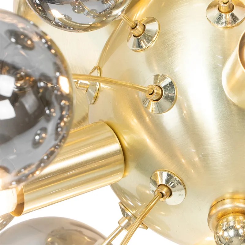 Dizajnové stropné svietidlo mosadzné s dymovým sklom 4-svetlo - Explode