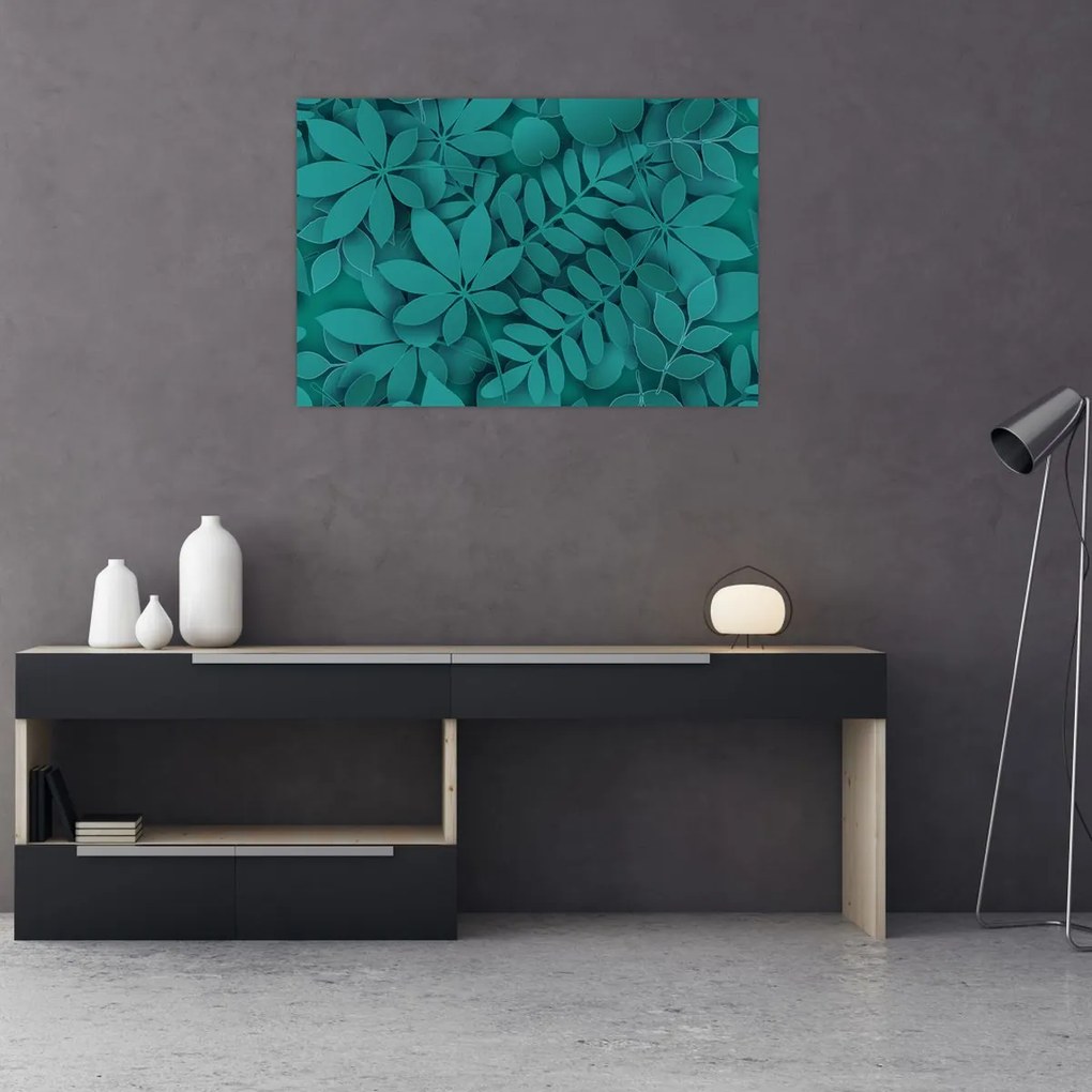 Obraz - Tyrkysové listy (90x60 cm)