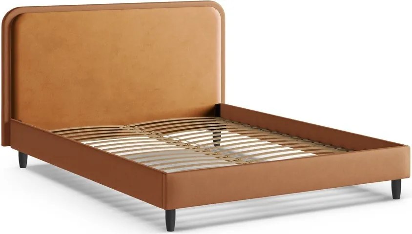 Oranžová čalúnená dvojlôžková posteľ s roštom 140x200 cm Aveline – Micadoni