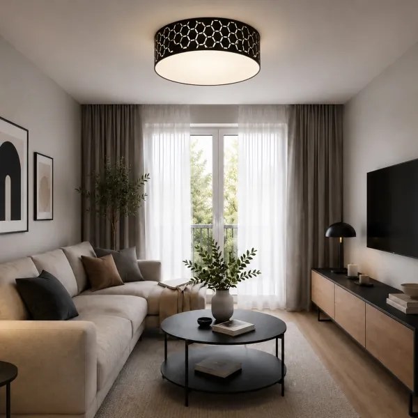 Stropné svietidlo ULLE 2xE27/15W/230V pr. 45 cm čierne