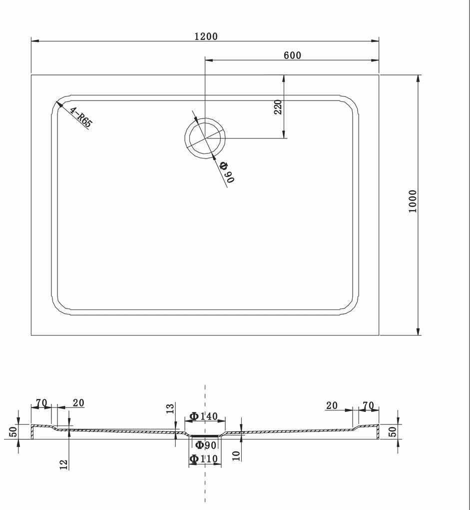 Sprchová vanička MAXMAX MEXEN SLIM 100x120 cm, 40101012