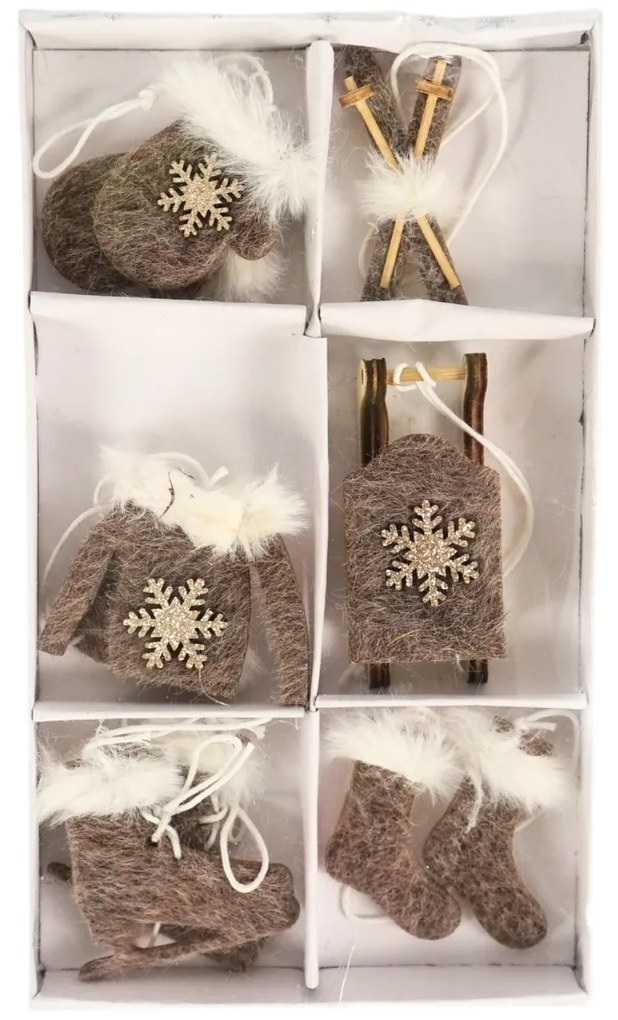 Sada vianočných závesných dekorácií CHRISTMAS SYMBOLS 6 ks - viac farieb