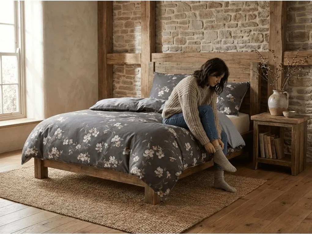 Flanelové obliečky z mikrovlákna BLOSSOM sivé Rozmer obliečky: 70 x 90 cm | 140 x 200 cm