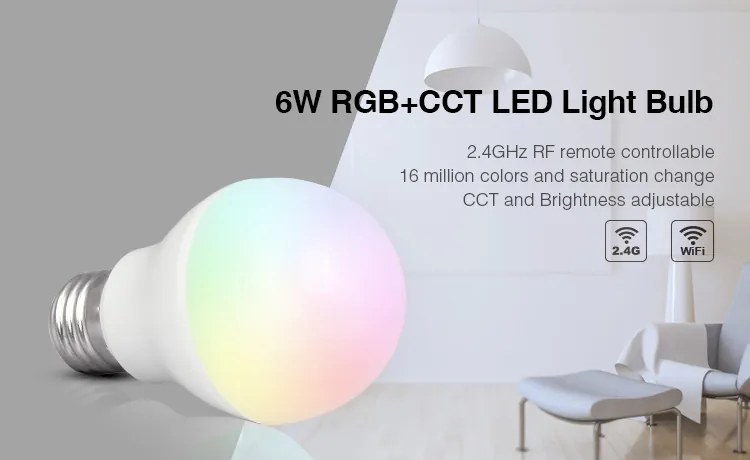 LED Solution Mi-Light MiBoxer RF LED žiarovka RGB+CCT 6W E27 FUT014