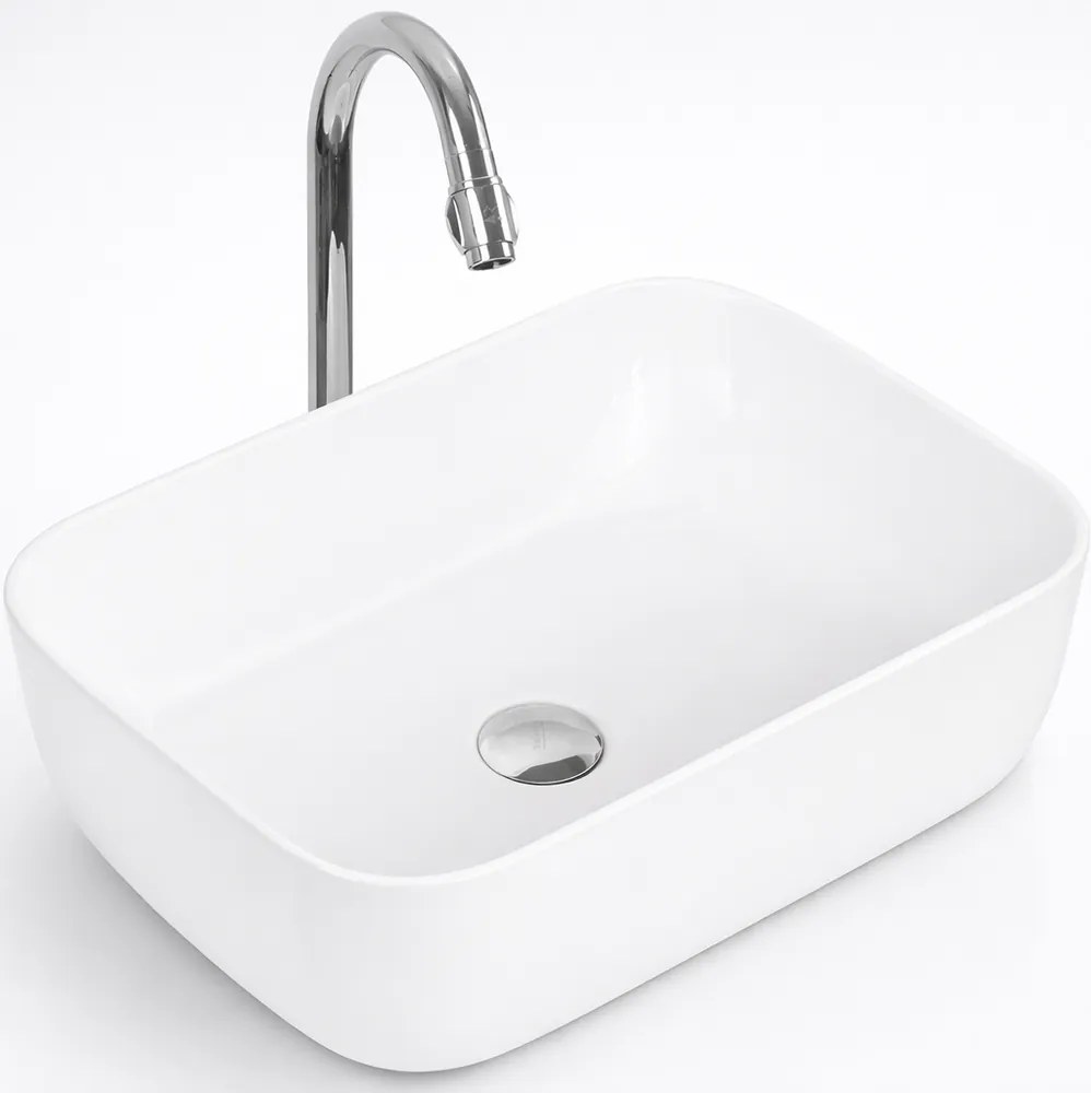 BERLIN || Umývadlo na dosku, keramika, biela, obdĺžniková