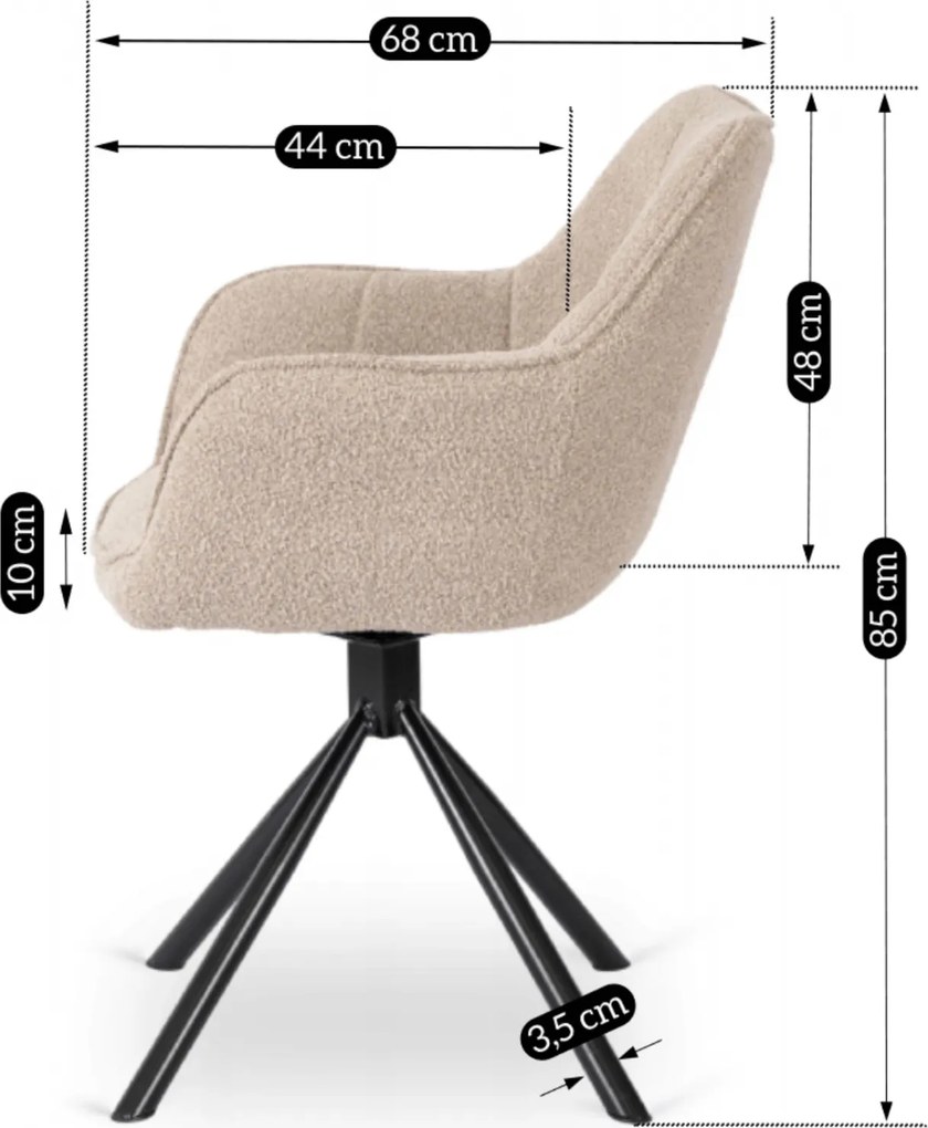 PROXIMA.store - Člúnená otočná stolička PEONY FARBA: sivá