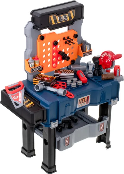 KIK Detská dielňa/stôl s náradím 65 dielov – kufrík pre malého majstra, 3+