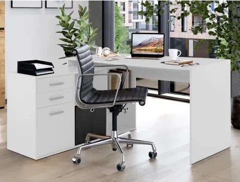 Rohový písací stôl London, biely%