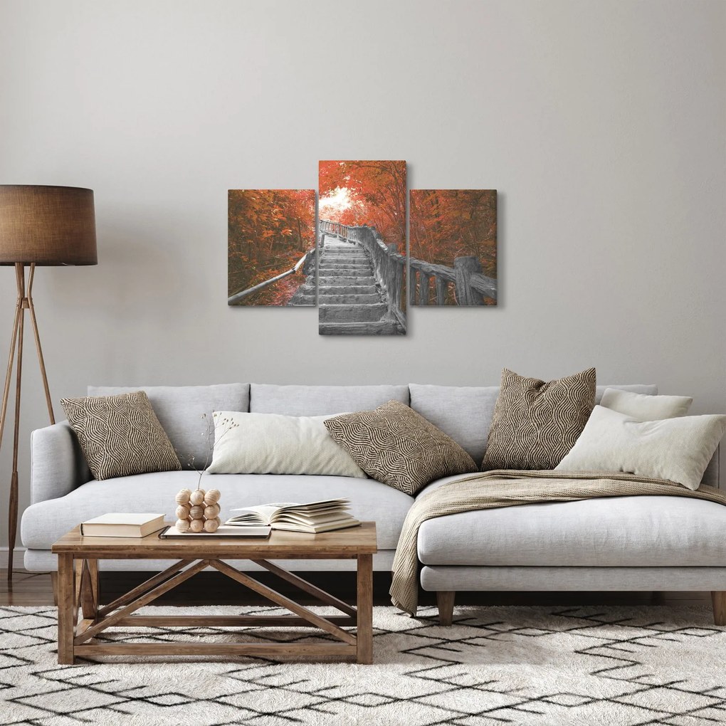 Obraz - Schody v prírode, oranžová (90x60 cm)