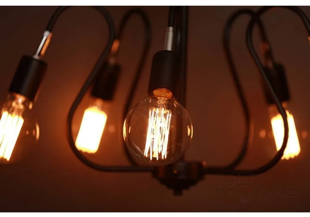 Stropné svietidlo Edison 5, chrómové telo svietidla