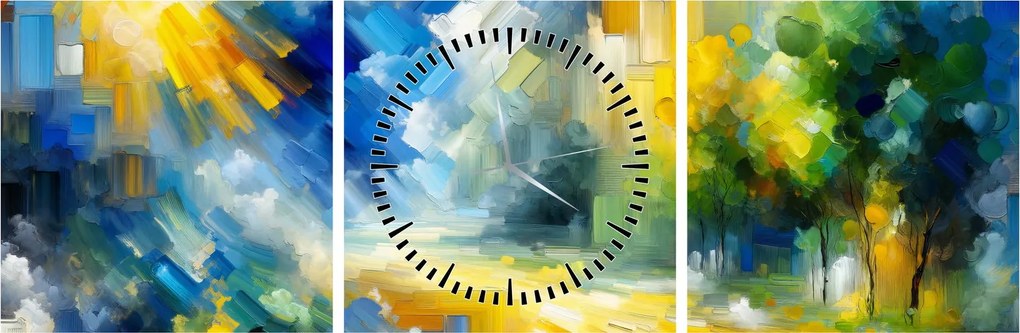 Obraz - Abstraktný slnečný deň (s hodinami) (90x30 cm)