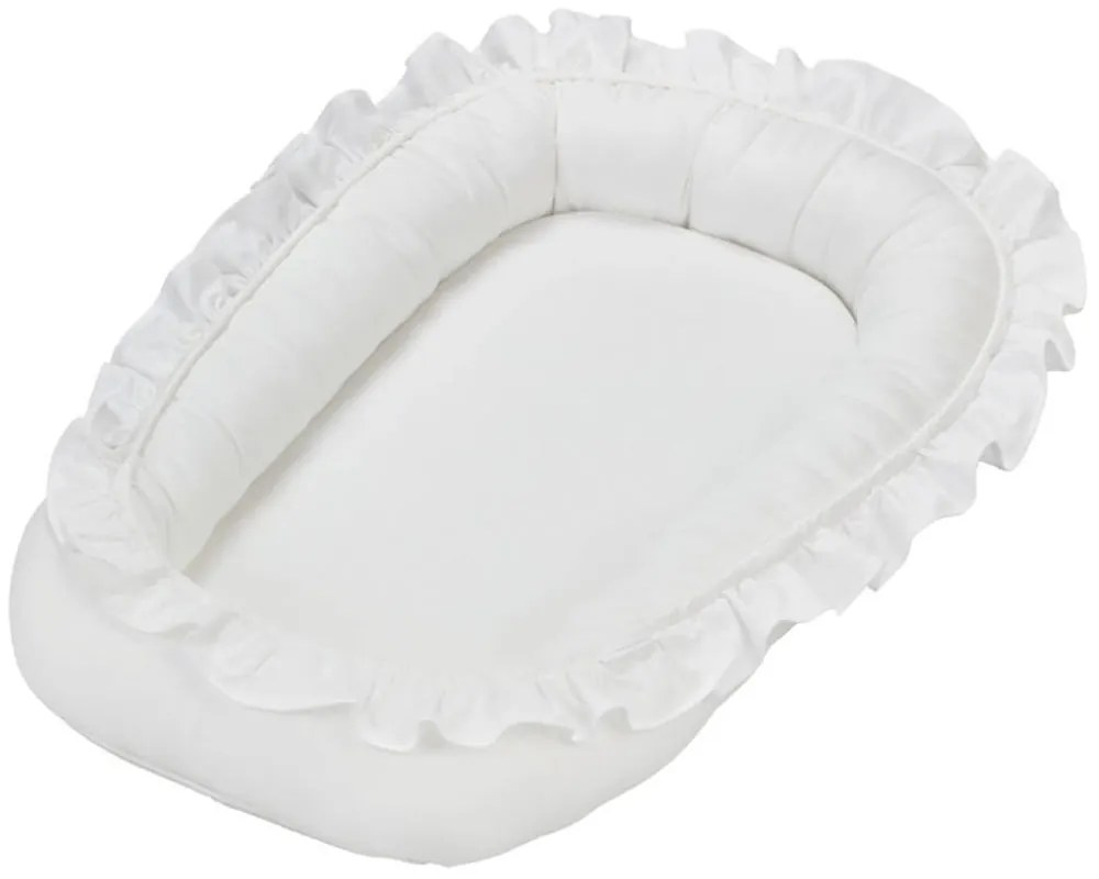 Hnízdo pro miminko s volánem bílá 83x54cm
