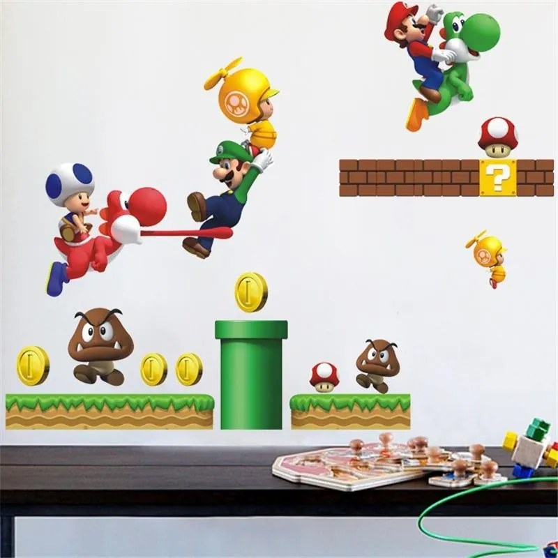 Veselá Stena Samolepka na stenu na stenu Super Mario Veľkosť: 72 x 60 cm
