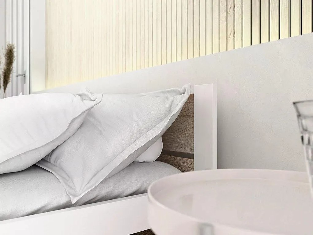 Posteľ IKAROS DOUBLE 80 x 200 cm, biela/dub sonoma Rošt: S latkovým roštom, Matrac: Matrac COCO MAXI 20 cm