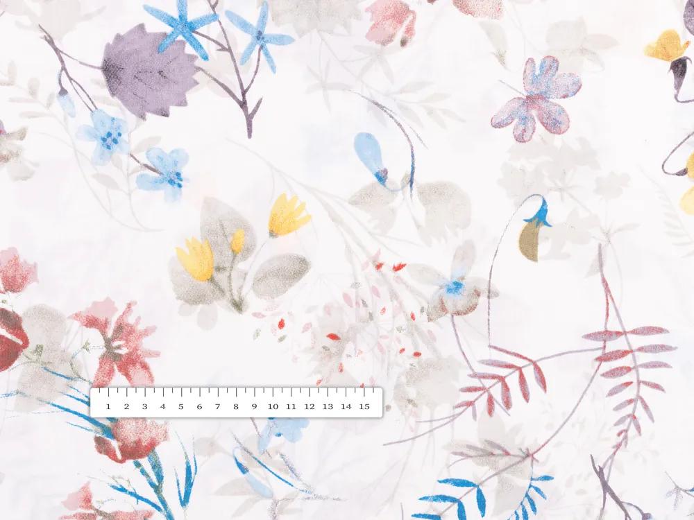 Biante Bavlnená obliečka na vankúš Sandra SA-290 Farebné lučne kvety na bielom 35 x 45 cm