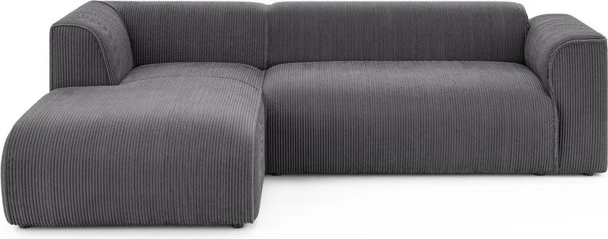 Tmavosivá menčestrová rohová pohovka (ľavý roh/s leňoškou) Merid – Ropez